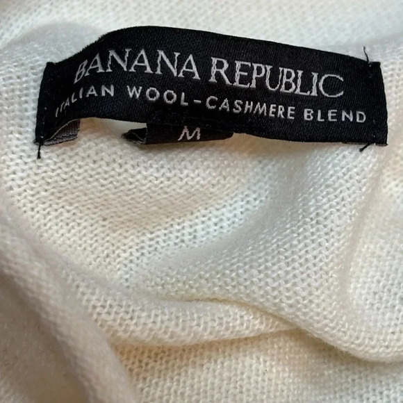 BANANA REPUBLIC CASHMERE BLEND ITALIAN WOOL - CLASSIC TUNIC CREAM SWEATER SZ MED - Picture 5 of 10